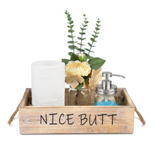 Load image into Gallery viewer, Funny Toilet Paper Holder for Bathroom-Rustic Nice Butt Decor Large Box Crate for Toilet Tank Decorations,Counter,Home Includes Mason Jar Soap Dispenser &amp; Artificial Flower,Brown