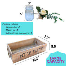 Load image into Gallery viewer, Funny Toilet Paper Holder for Bathroom-Rustic Nice Butt Decor Large Box Crate for Toilet Tank Decorations,Counter,Home Includes Mason Jar Soap Dispenser &amp; Artificial Flower,Brown