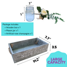 Load image into Gallery viewer, Nice Butt Bathroom Decor Box-Farmhouse Bathroom Decorations Wood Tissue Box Holder w/ 16oz Mason Jar Soap Dispenser&amp;Greenery Rose Champagne for Bathroom,Table and Counter,Grey