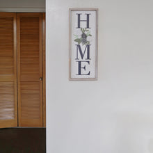 Load image into Gallery viewer, Vertical HOME Sign with Felt Flower - Farmhouse Wood Framed Sign for Home Decor, Gallery Wall Art,Home Plaque Wall Hanging Sign 21.7x8.6