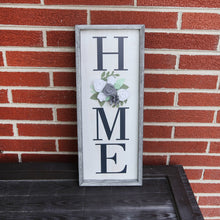 Load image into Gallery viewer, Vertical HOME Sign with Felt Flower - Farmhouse Wood Framed Sign for Home Decor, Gallery Wall Art,Home Plaque Wall Hanging Sign 21.7x8.6