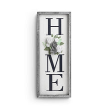 Load image into Gallery viewer, Vertical HOME Sign with Felt Flower - Farmhouse Wood Framed Sign for Home Decor, Gallery Wall Art,Home Plaque Wall Hanging Sign 21.7x8.6