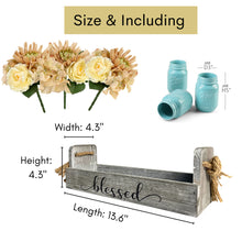 Load image into Gallery viewer, Living Room Table Centerpieces, Rustic Decorative Thankful Wood Tray,with Rose Bouquet Flower for Home,Coffee Table Dining Room,Kitchen,New Home Housewarming Gift【3 Jars 】