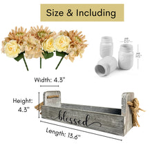 Load image into Gallery viewer, Farmhouse Mason Jar Centerpieces, Rustic Country Home Table Decor with 3 White Ceremic Mason Jars,Rose Bouquet Flowers for Dining Room,Living Room,Kitchen,Coffee Table,Utensils Holder