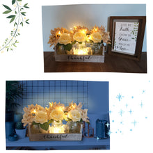 Load image into Gallery viewer, Mason Jar Centerpiece for Table,Country Kitchen Decor with Thankful Farmhouse Box, LED String Light &amp; Decorative Flowers for Home Kitchen Utensil Holder, Coffee Table Display