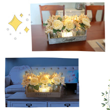 Load image into Gallery viewer, Mason Jar Centerpiece for Table,Country Kitchen Decor with Thankful Farmhouse Box, LED String Light &amp; Decorative Flowers for Home Kitchen Utensil Holder, Coffee Table Display