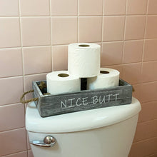 Load image into Gallery viewer,  Nice Butt Toilet Paper Holder-Rustic Funny Home Decor Box for Bathroom,Table,Counter Toilet Tank Topper, Bathroom Vanity Top,Table and Counter,Grey