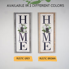 Load image into Gallery viewer, Vertical HOME Sign with Felt Flower - Farmhouse Wood Framed Sign for Home Decor, Gallery Wall Art,Home Plaque Wall Hanging Sign 21.7x8.6