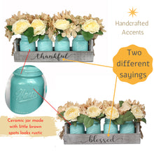 Load image into Gallery viewer, Table Centerpieces for Kitchen, Dining Table Wood Floral Modern Decorations Centerpieces for New Home Gift,Wedding Party,4-Blue Ceramic Jars