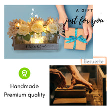 Load image into Gallery viewer, Mason Jar Centerpiece for Table,Country Kitchen Decor with Thankful Farmhouse Box, LED String Light &amp; Decorative Flowers for Home Kitchen Utensil Holder, Coffee Table Display