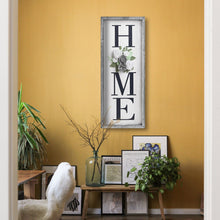 Load image into Gallery viewer, Vertical HOME Sign with Felt Flower - Farmhouse Wood Framed Sign for Home Decor, Gallery Wall Art,Home Plaque Wall Hanging Sign 21.7x8.6