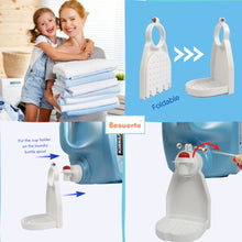 Load image into Gallery viewer, Laundry Soap Catcher Tray- Heavy Duty Plastic Detergent Cup Holder Set of 2 for Liquid Detergent &amp; Fabric Softener with Hex Wrench -No Fall &amp; No Leak or No Drip【White】