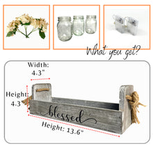 Load image into Gallery viewer, Mason Jar Centerpiece for Table,Country Kitchen Decor with Thankful Farmhouse Box, LED String Light &amp; Decorative Flowers for Home Kitchen Utensil Holder, Coffee Table Display