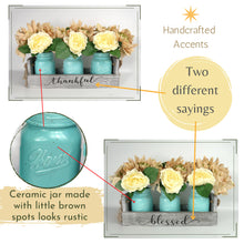Load image into Gallery viewer, Living Room Table Centerpieces, Rustic Decorative Thankful Wood Tray,with Rose Bouquet Flower for Home,Coffee Table Dining Room,Kitchen,New Home Housewarming Gift【3 Jars 】