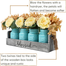 Load image into Gallery viewer, Table Centerpieces for Kitchen, Dining Table Wood Floral Modern Decorations Centerpieces for New Home Gift,Wedding Party,4-Blue Ceramic Jars